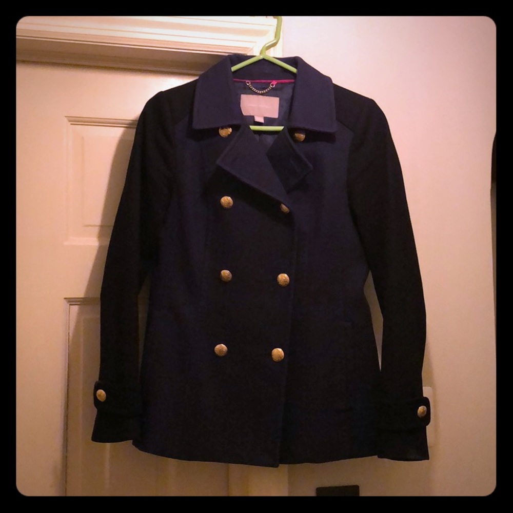 Banana Republic Black & Blue Pea Coat